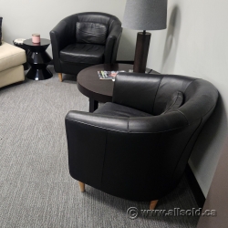 Black Leather Bucket Tub Style Reception Chair
